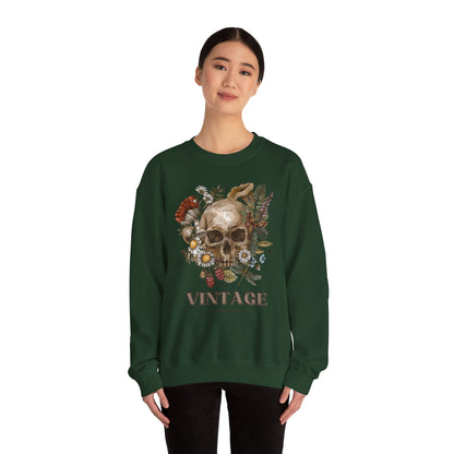Vintage Floral Skull Crewneck Sweatshirt