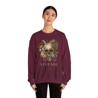 Vintage Floral Skull Crewneck Sweatshirt