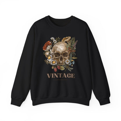 Vintage Floral Skull Crewneck Sweatshirt