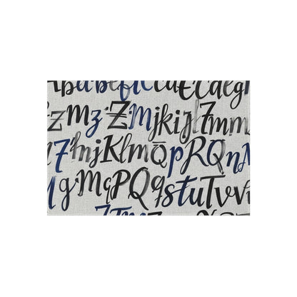 Alphabet Script Outdoor Rug — Nautical Blue Calligraphy Patio Mat