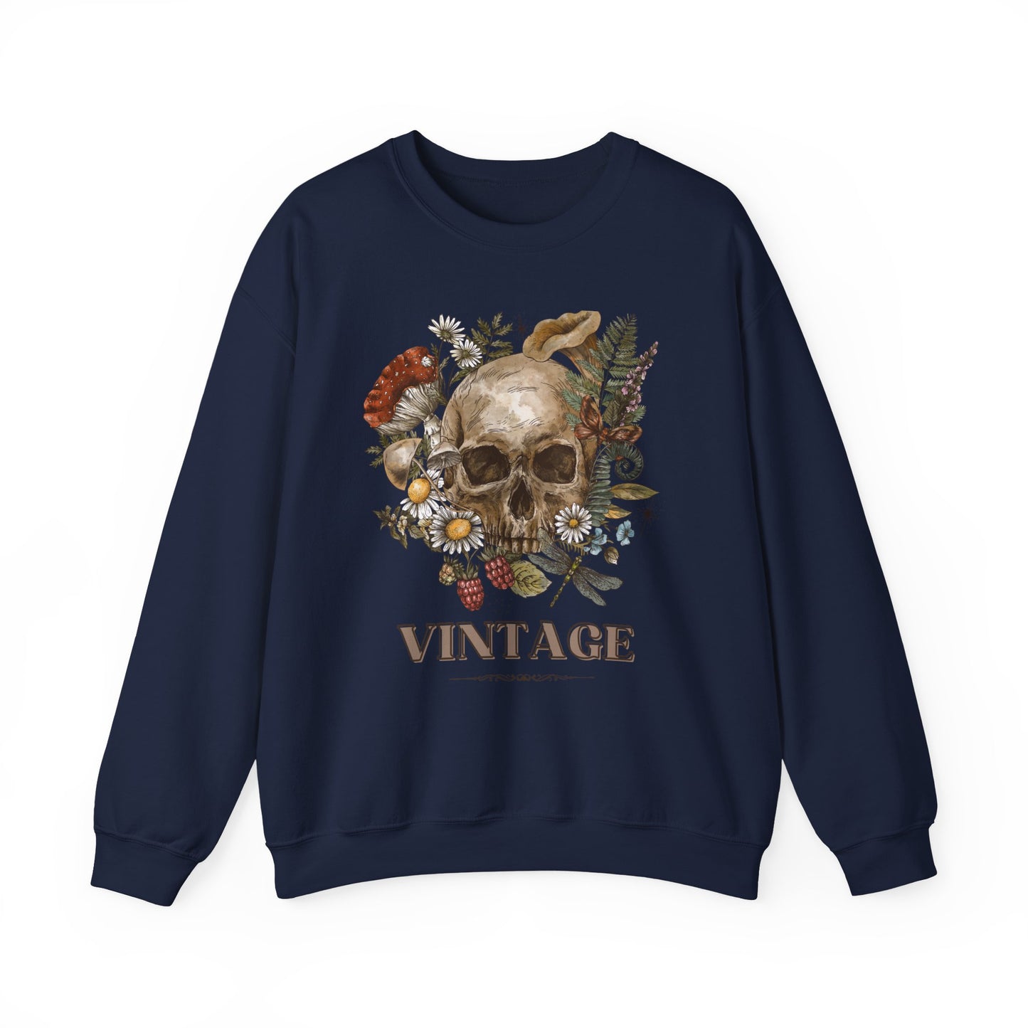 Vintage Floral Skull Crewneck Sweatshirt