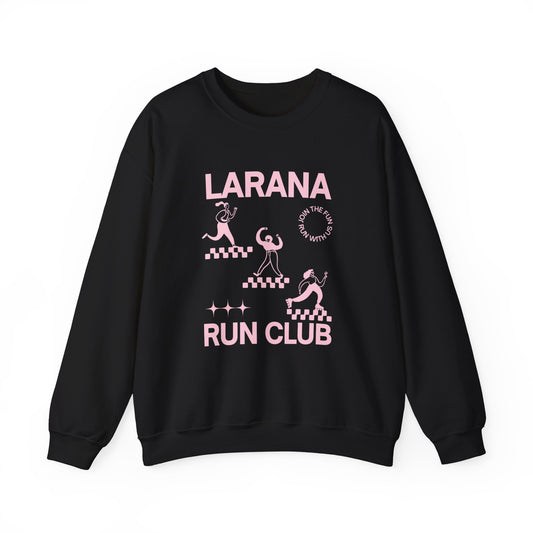 Larana Run Club Crewneck Sweatshirt — Pink Track Club Graphic