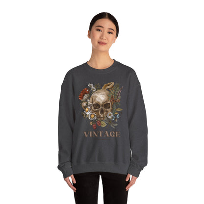 Vintage Floral Skull Crewneck Sweatshirt
