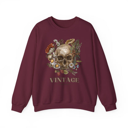 Vintage Floral Skull Crewneck Sweatshirt