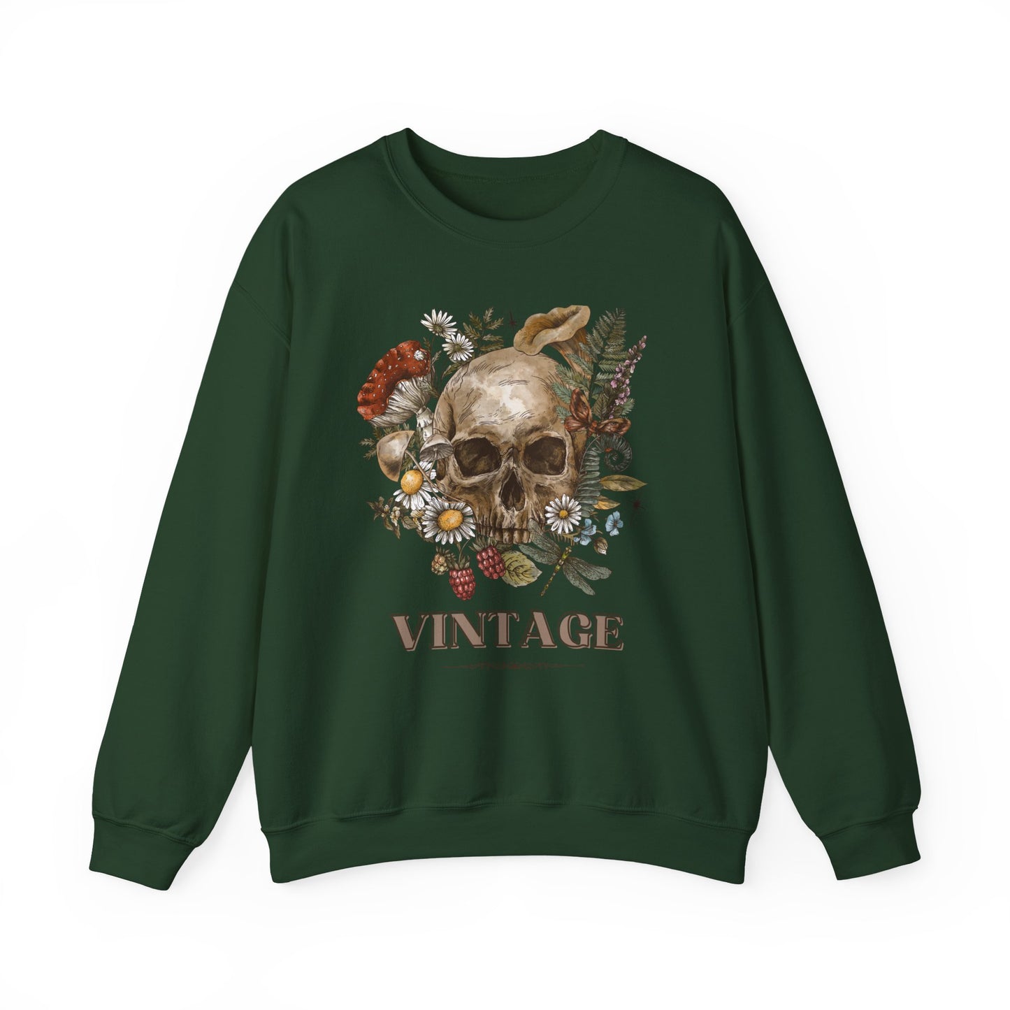 Vintage Floral Skull Crewneck Sweatshirt