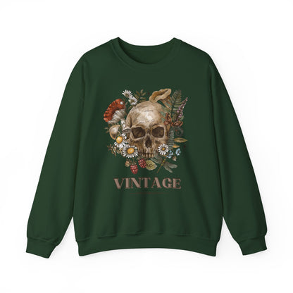 Vintage Floral Skull Crewneck Sweatshirt