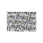 Alphabet Script Outdoor Rug — Nautical Blue Calligraphy Patio Mat