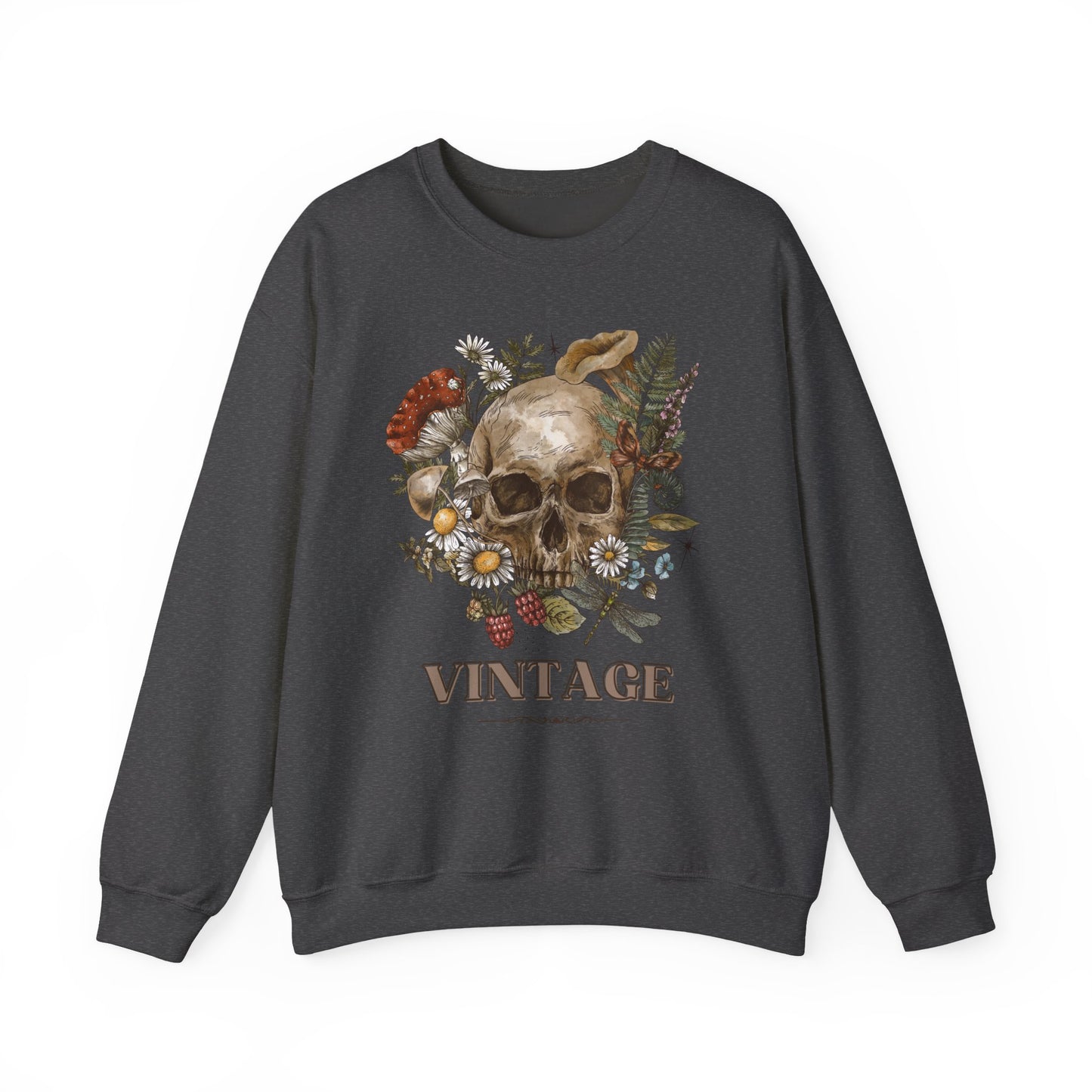 Vintage Floral Skull Crewneck Sweatshirt