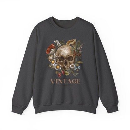 Vintage Floral Skull Crewneck Sweatshirt