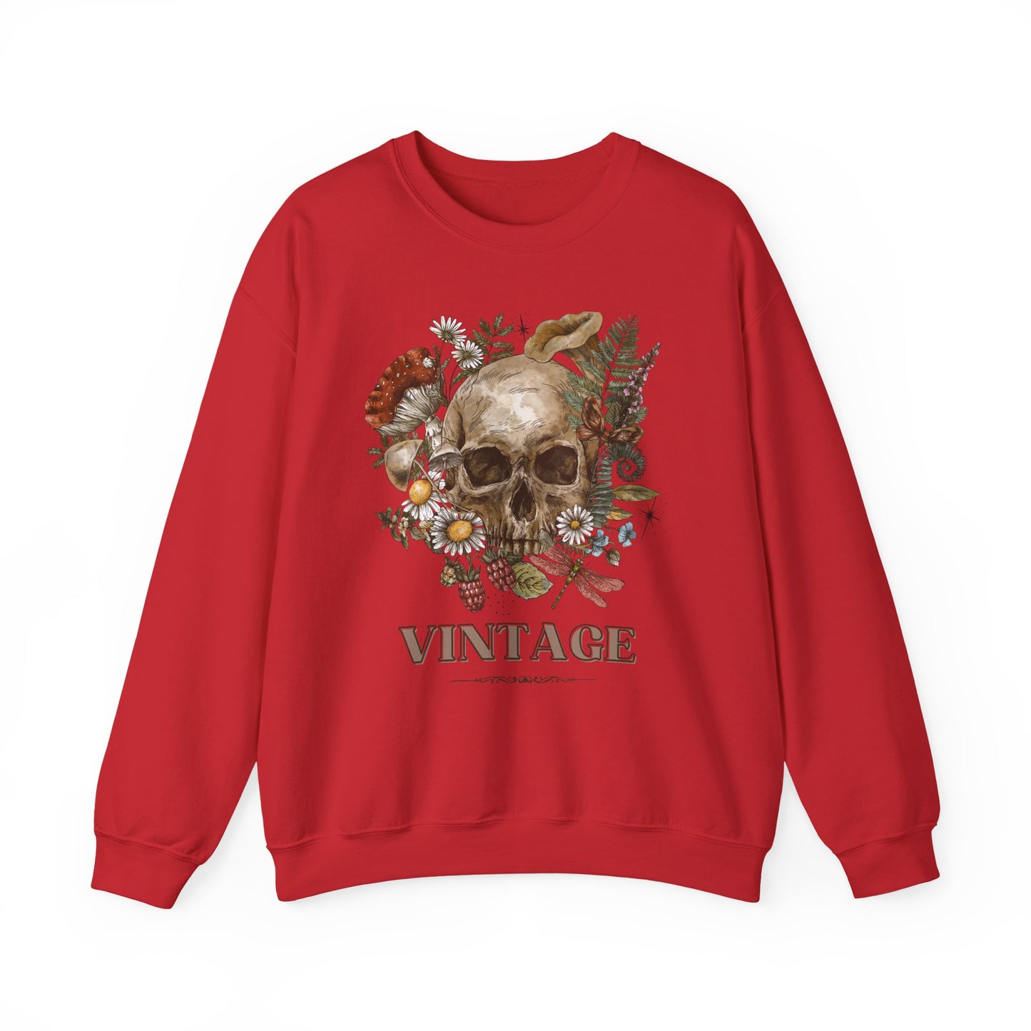 Vintage Floral Skull Crewneck Sweatshirt