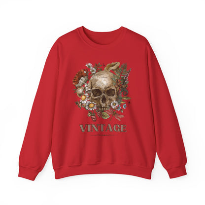 Vintage Floral Skull Crewneck Sweatshirt