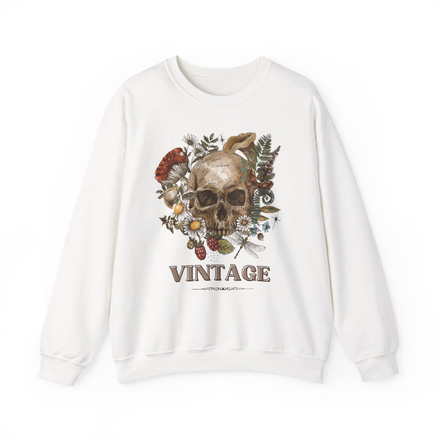 Vintage Floral Skull Crewneck Sweatshirt