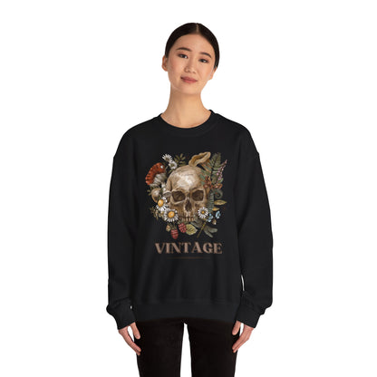 Vintage Floral Skull Crewneck Sweatshirt
